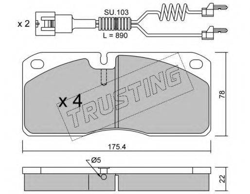 TRUSTING 2783W Комплект гальмівних колодок, дискове гальмо