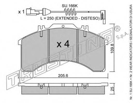 TRUSTING 5960W Комплект гальмівних колодок, дискове гальмо