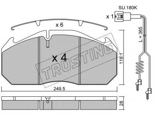 TRUSTING 6023W Комплект гальмівних колодок, дискове гальмо