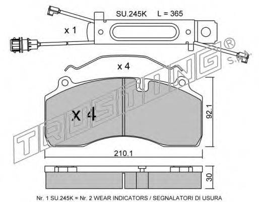 TRUSTING 8230W Комплект гальмівних колодок, дискове гальмо