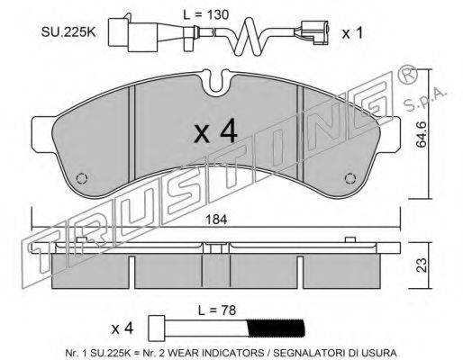 TRUSTING 8680W Комплект гальмівних колодок, дискове гальмо