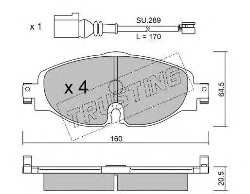 TRUSTING 9660W Комплект гальмівних колодок, дискове гальмо