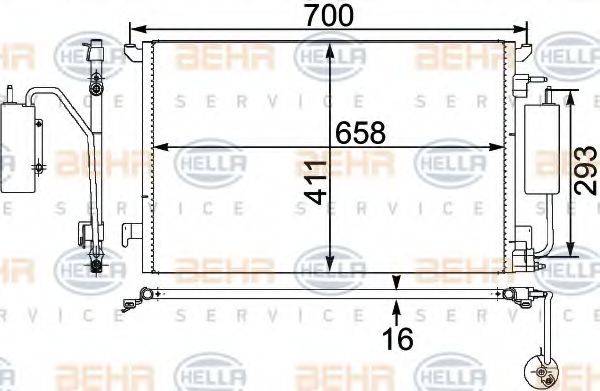 HELLA 8FC351302591 Конденсатор, кондиціонер