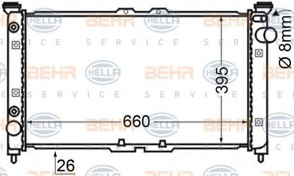 HELLA 8MK376705591 Радіатор, охолодження двигуна