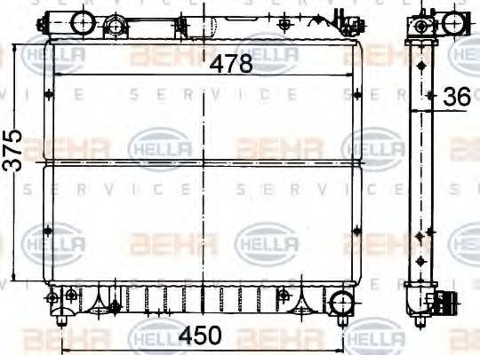 HELLA 8MK376707051 Радіатор, охолодження двигуна