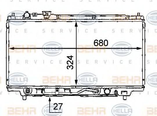 HELLA 8MK376707771 Радіатор, охолодження двигуна