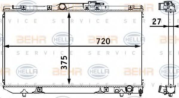 HELLA 8MK376708121 Радіатор, охолодження двигуна