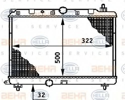 HELLA 8MK376708591 Радіатор, охолодження двигуна