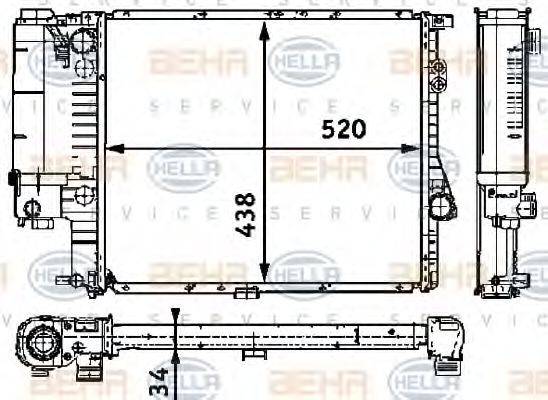 HELLA 8MK376711241 Радіатор, охолодження двигуна