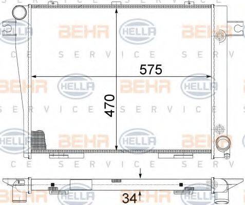 HELLA 8MK376713151 Радіатор, охолодження двигуна