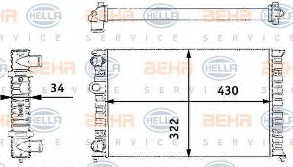 HELLA 8MK376713741 Радіатор, охолодження двигуна