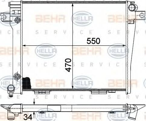 HELLA 8MK376714031 Радіатор, охолодження двигуна