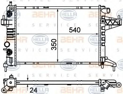 HELLA 8MK376714371 Радіатор, охолодження двигуна