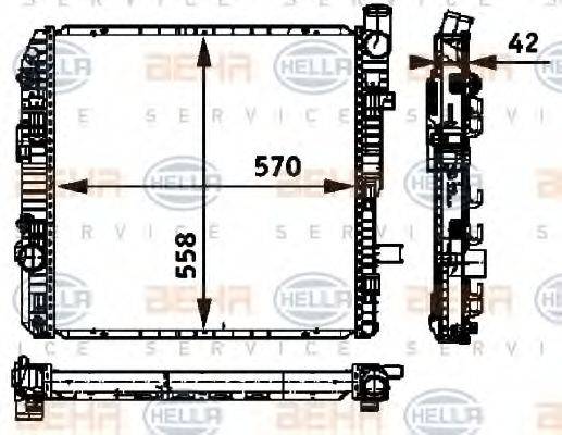 HELLA 8MK376721111 Радіатор, охолодження двигуна