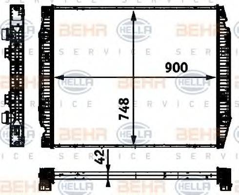 HELLA 8MK376721791 Радіатор, охолодження двигуна