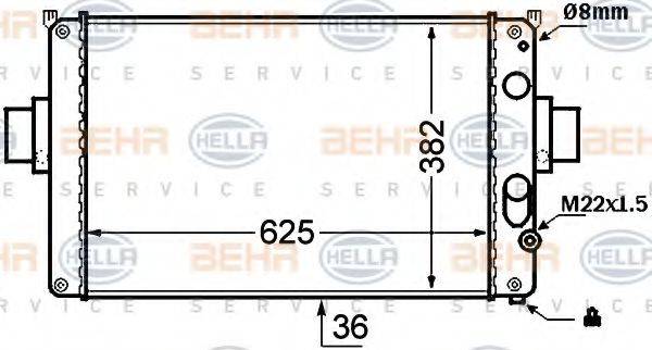 HELLA 8MK376724501 Радіатор, охолодження двигуна