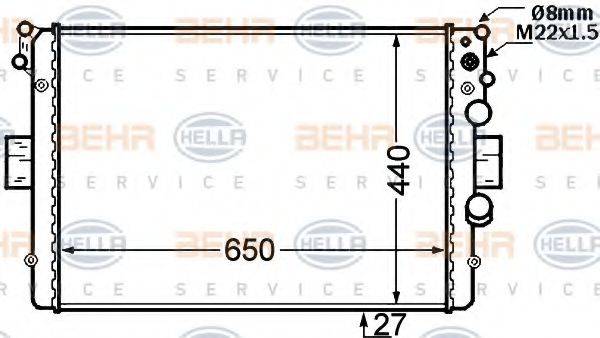 HELLA 8MK376724561 Радіатор, охолодження двигуна