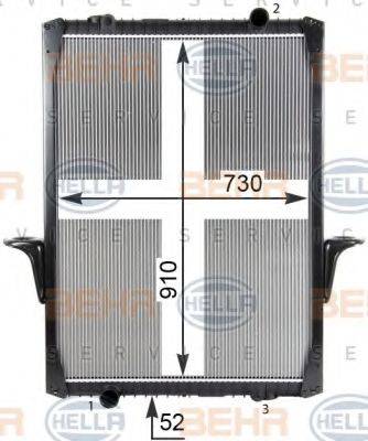 HELLA 8MK376726481 Радіатор, охолодження двигуна