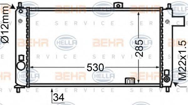 HELLA 8MK376727771 Радіатор, охолодження двигуна