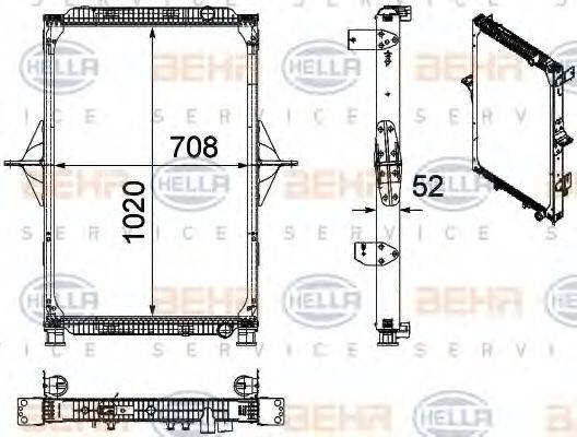 HELLA 8MK376728711 Радіатор, охолодження двигуна