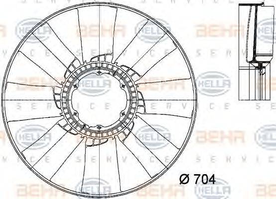 HELLA 8MV376733251 Крильчатка вентилятора, охолодження двигуна