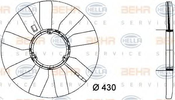 HELLA 8MV376733281 Крильчатка вентилятора, охолодження двигуна