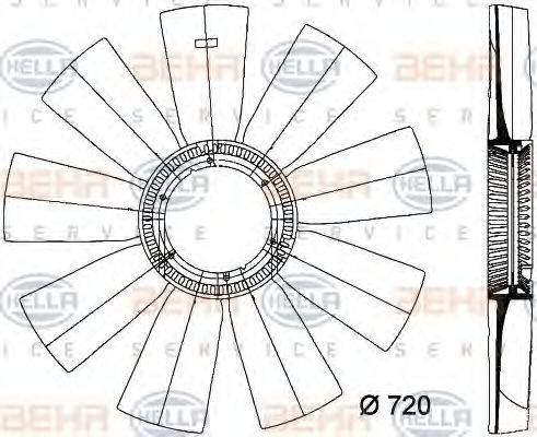 HELLA 8MV376733291 Крильчатка вентилятора, охолодження двигуна