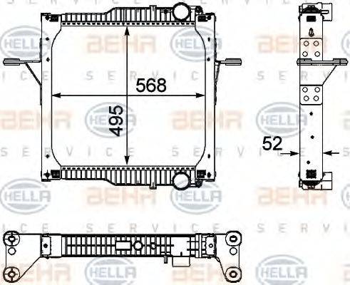 HELLA 8MK376733721 Радіатор, охолодження двигуна