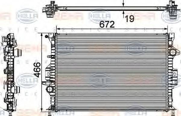 HELLA 8MK376745601 Радіатор, охолодження двигуна