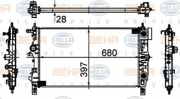 HELLA 8MK376749861 Радіатор, охолодження двигуна