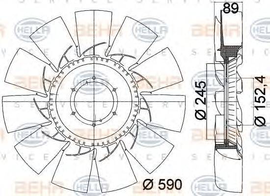 HELLA 8MV376757761 Крильчатка вентилятора, охолодження двигуна