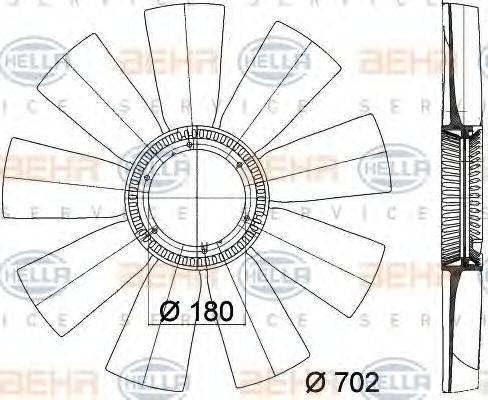 HELLA 8MV376757781 Крильчатка вентилятора, охолодження двигуна