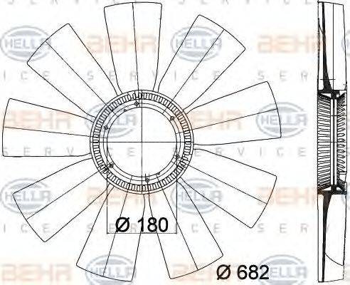 HELLA 8MV376757791 Крильчатка вентилятора, охолодження двигуна