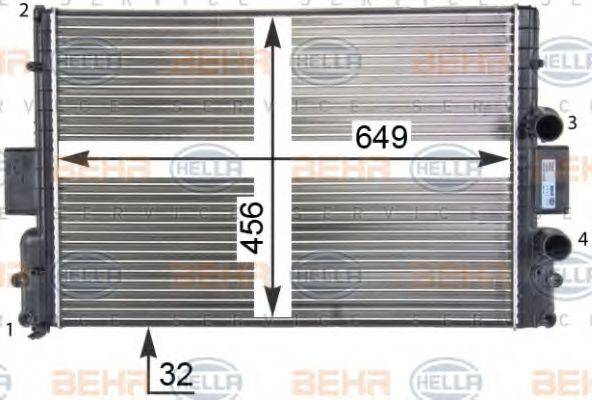 HELLA 8MK376760621 Радіатор, охолодження двигуна