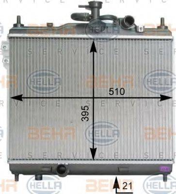 HELLA 8MK376762021 Радіатор, охолодження двигуна