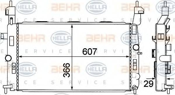 HELLA 8MK376771221 Радіатор, охолодження двигуна