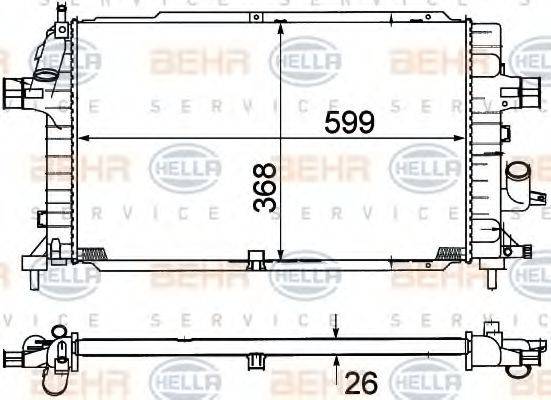 HELLA 8MK376781041 Радіатор, охолодження двигуна