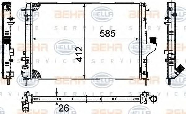 HELLA 8MK376787651 Радіатор, охолодження двигуна