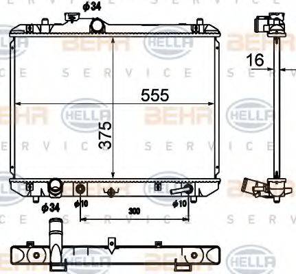 HELLA 8MK376790231 Радіатор, охолодження двигуна