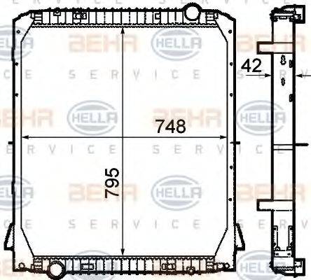 HELLA 8MK376792121 Радіатор, охолодження двигуна