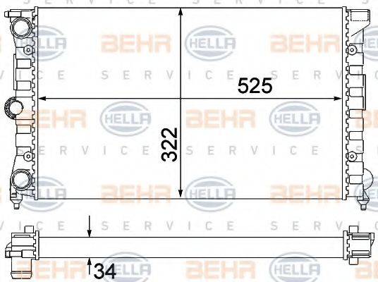 HELLA 8MK376901131 Радіатор, охолодження двигуна