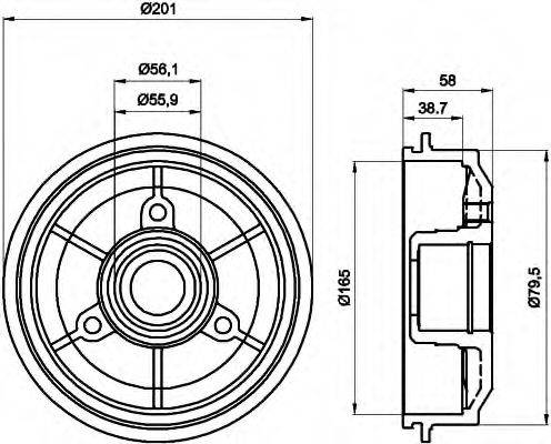 HELLA 8DT355300051 Гальмівний барабан