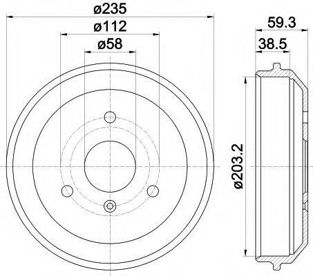 HELLA 8DT355301581 Гальмівний барабан