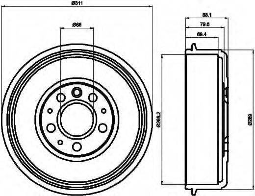 HELLA 8DT355301721 Гальмівний барабан