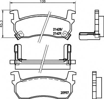 HELLA 8DB355010421 Комплект гальмівних колодок, дискове гальмо