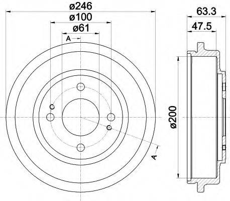 HELLA 8DT355302401 Гальмівний барабан