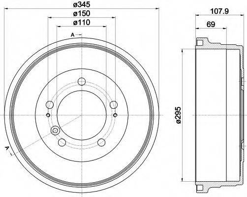 HELLA 8DT355302551 Гальмівний барабан