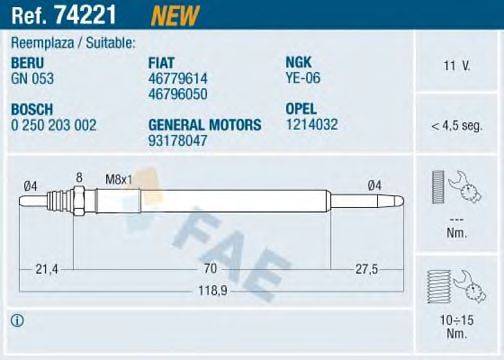 FAE 74221 Свічка розжарювання