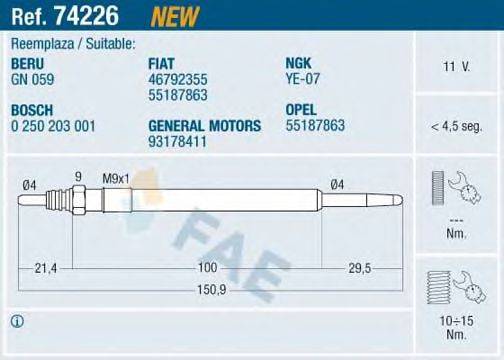 FAE 74226 Свічка розжарювання