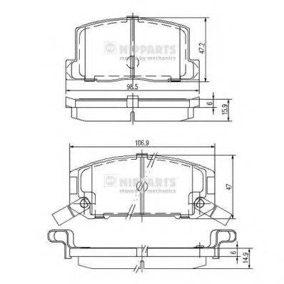 NIPPARTS J3612004 Комплект гальмівних колодок, дискове гальмо